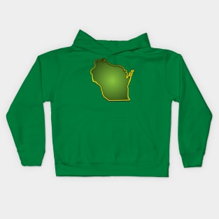 WISCONSIN - GREEN & YELLOW Kids Hoodie